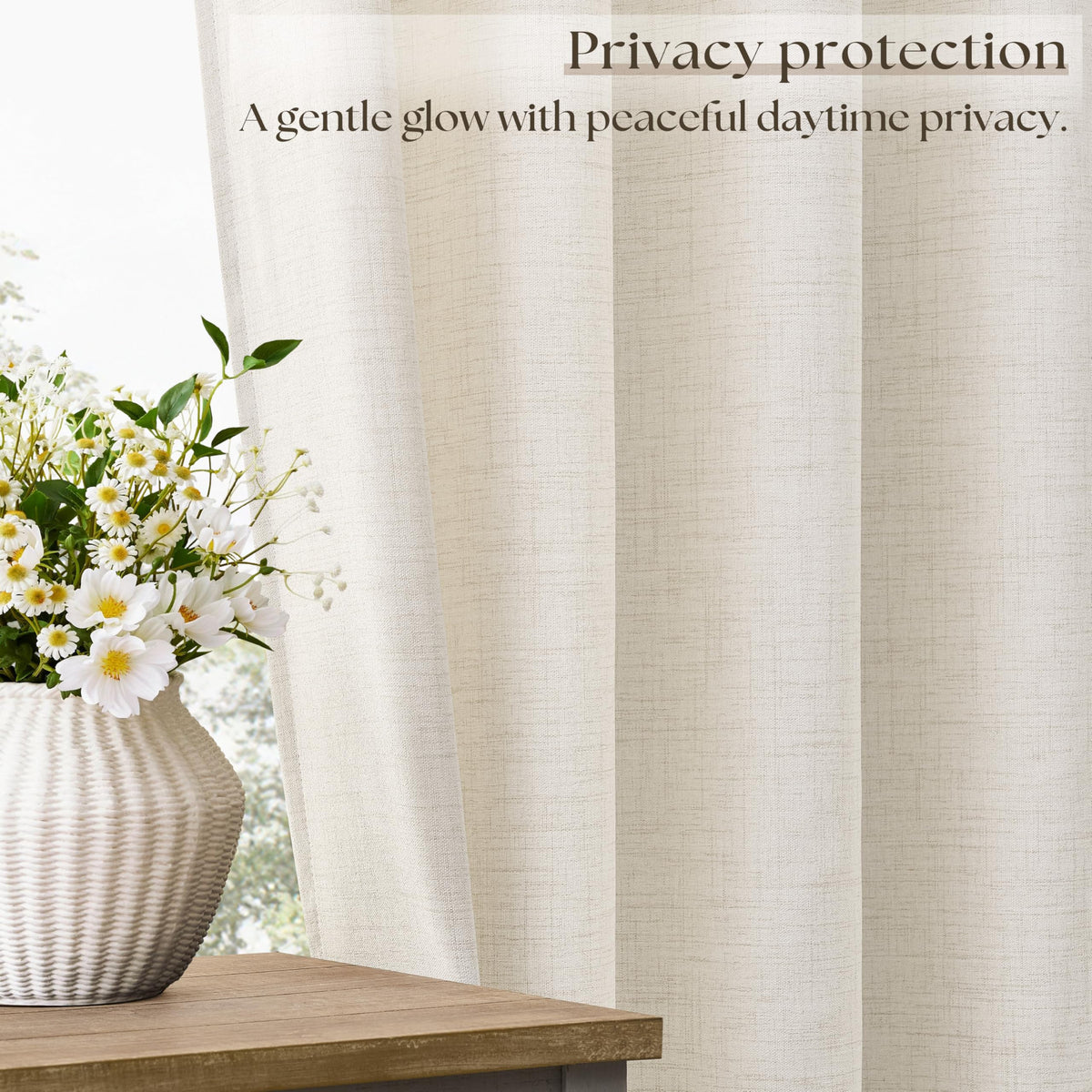 Linen 100 Inch Wide 84 Inch Length Ivory Curtains I4302