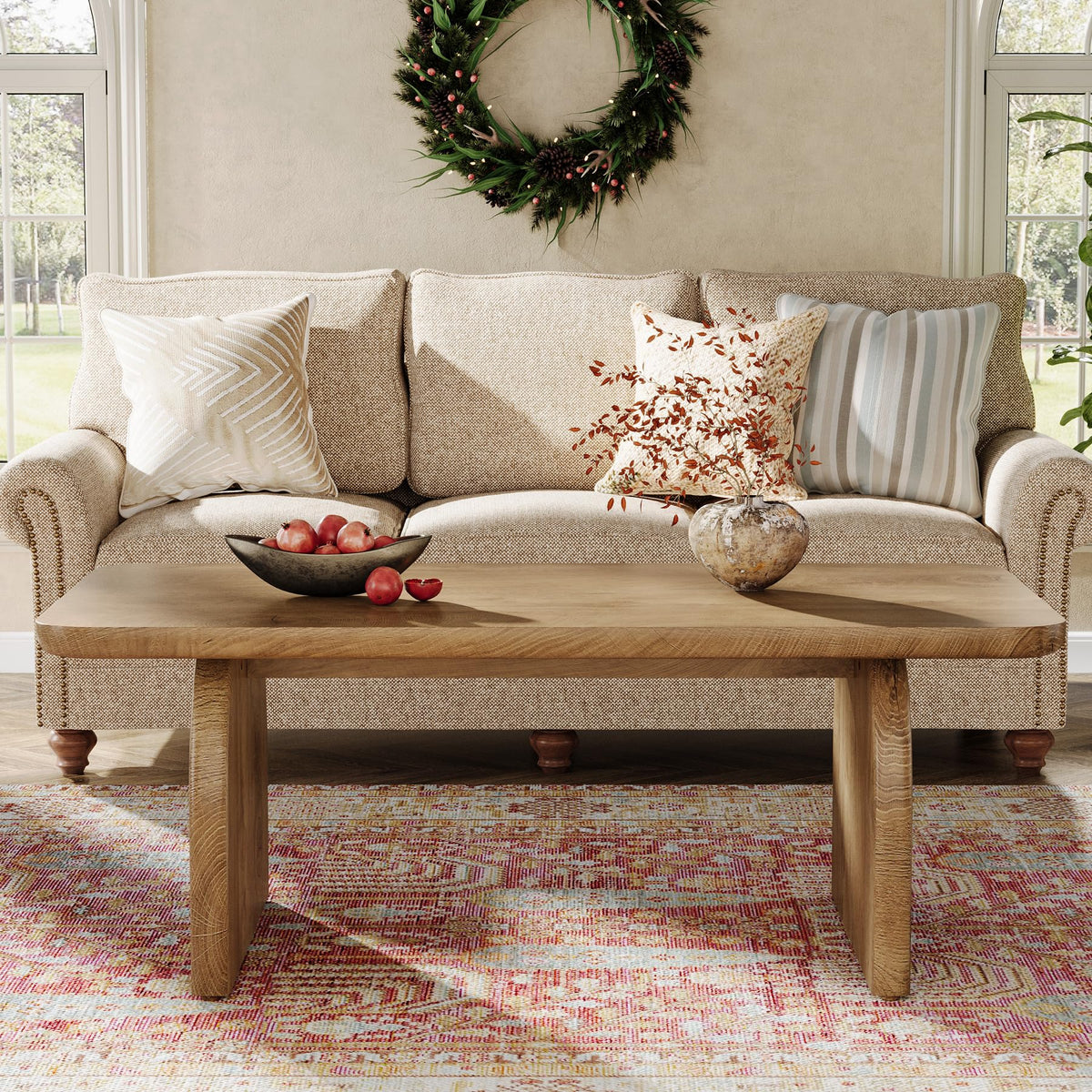 47-Inch Natural Brown Wood Coffee Table O55945