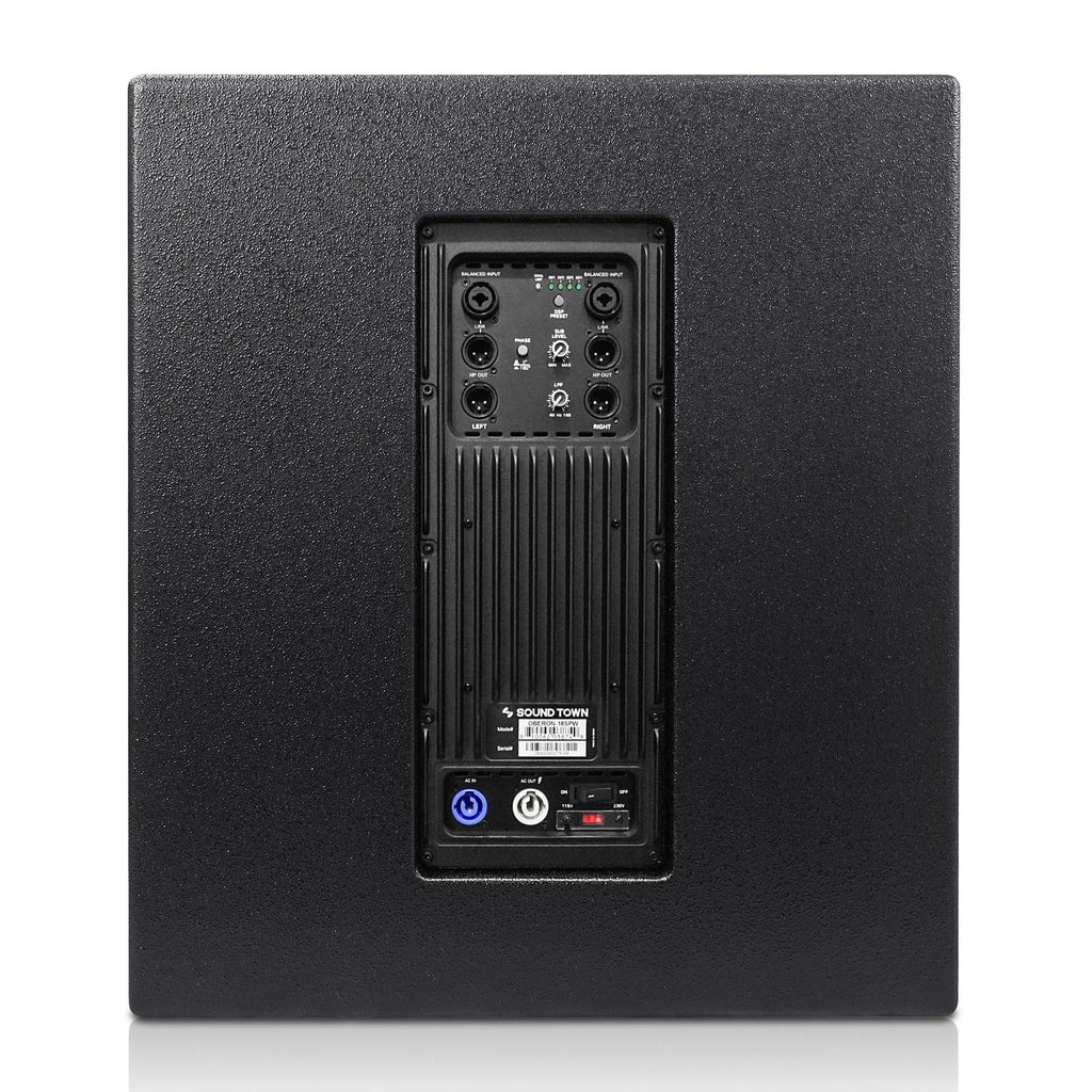 18" 1600W Powered PA/DJ Subwoofer with Class-D Amplifier, Birch Plywood, Black R6205