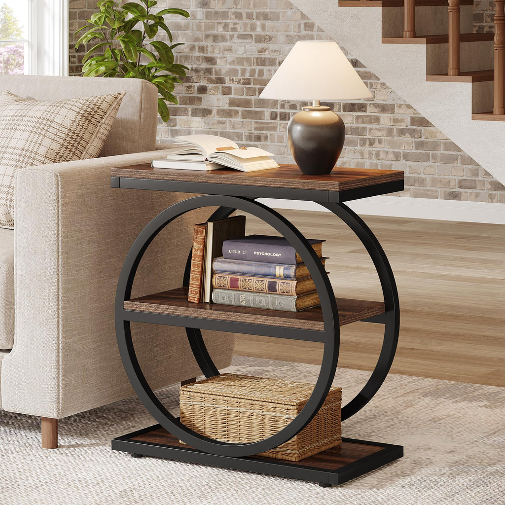 Narrow End Table with 3 Storage Shelves A316