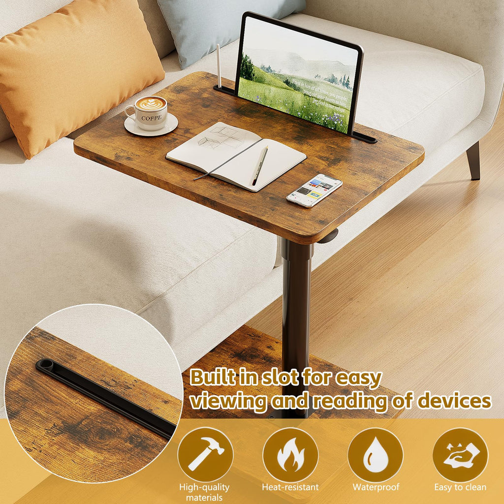 Height Adjustable Swivel C Shaped Side Table Set of 2 V38671