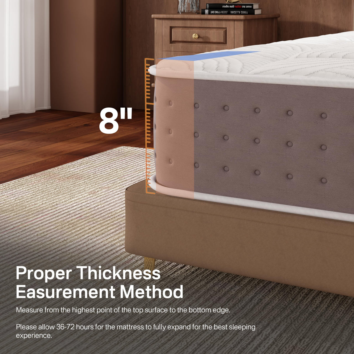8 Inch Medium Firm Twin XL Hybrid Mattress N9544