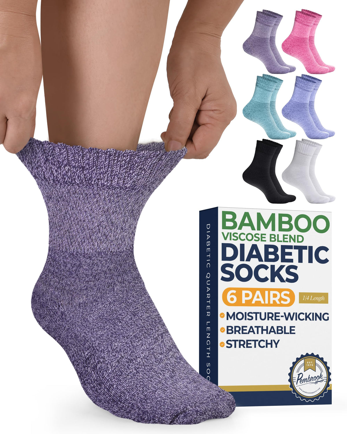 Bamboo Viscose Ankle Diabetic Socks 6 Pairs Q674