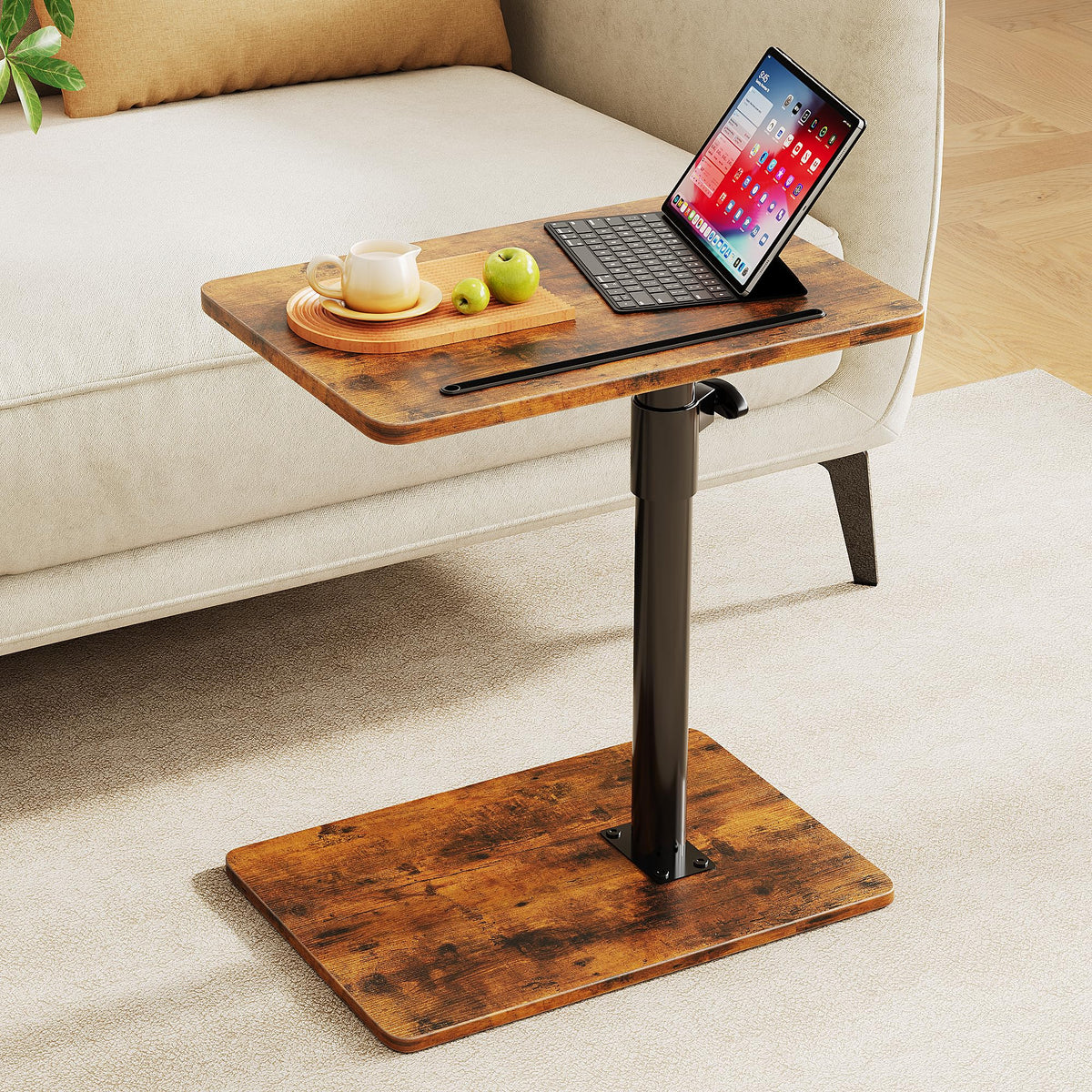 Height Adjustable Swivel C Shaped Side Table Set of 2 V38671